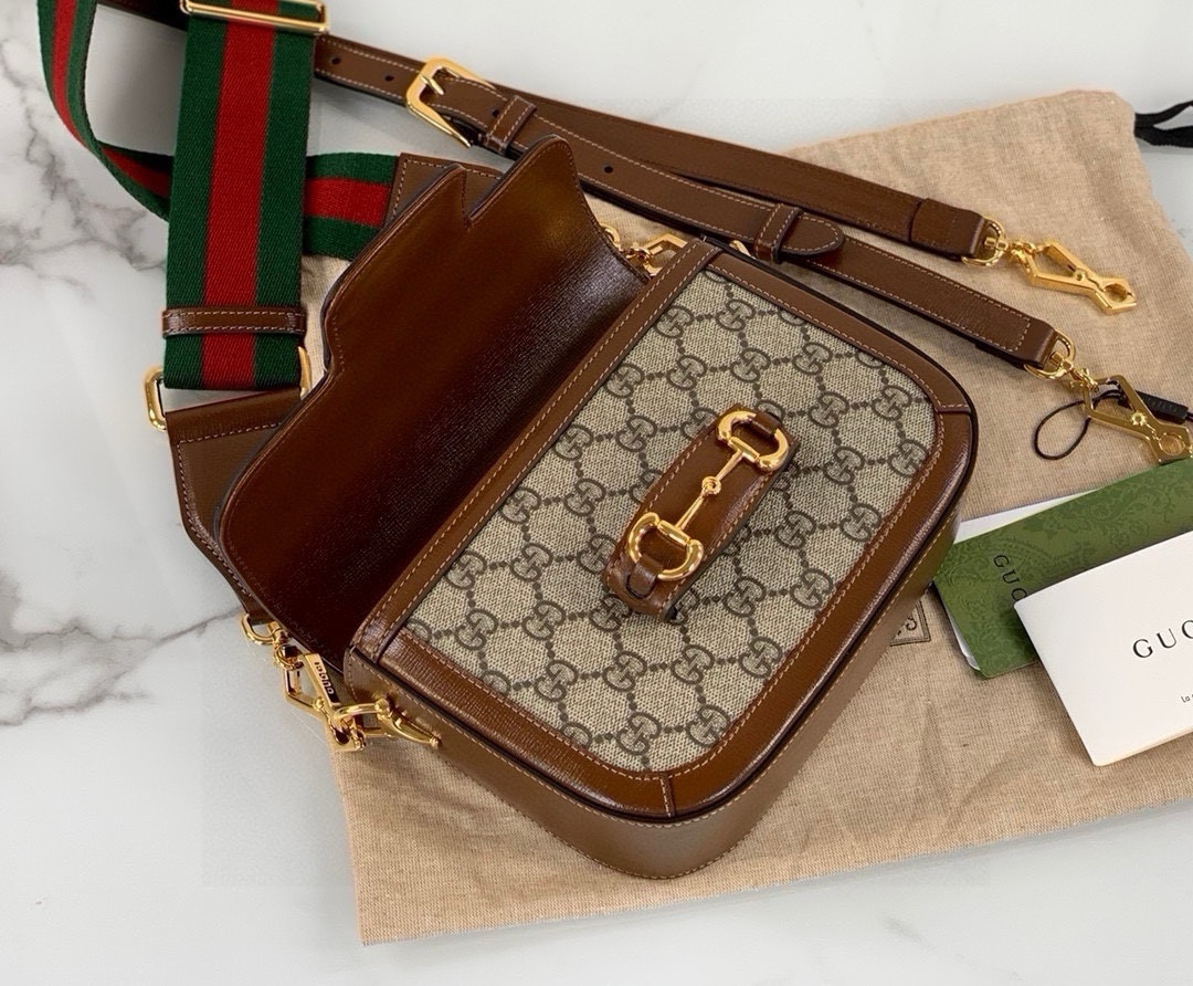 Gucci Horsebit 1955 Series Saddle Bag Mini Handbag Brown